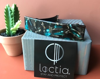 Loctia lined no slip teal blue, brown, black medium and wide barrette hair clip great for fine hair too