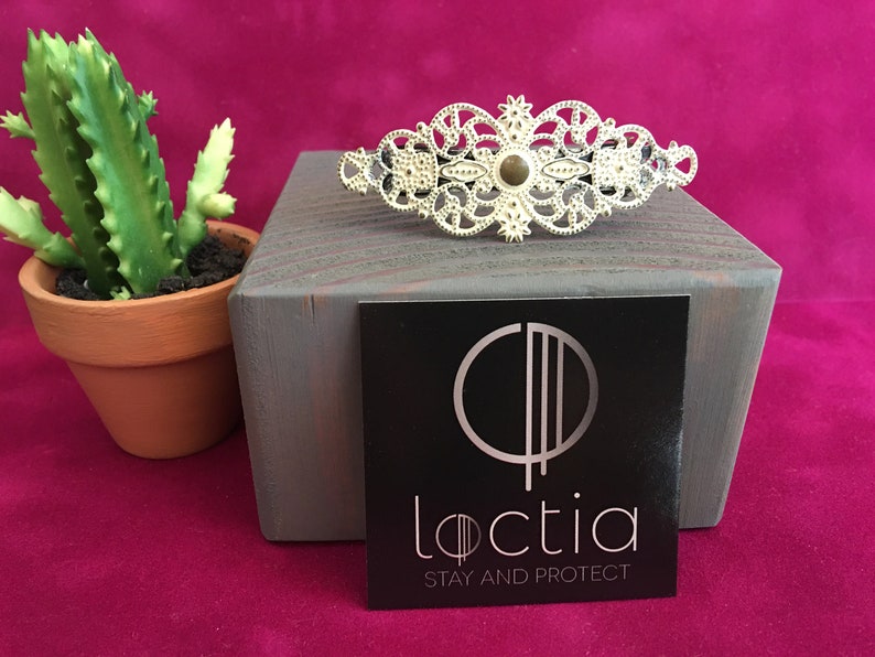 Loctia lined no slip small antique cream barrette hair clip stays in place image 4