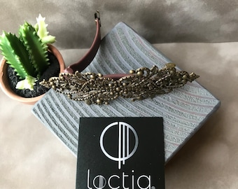 Loctia lined no slip bronze metal hair clip barrette