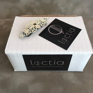 Loctia lined no slip small antique cream barrette hair clip stays in place image 9