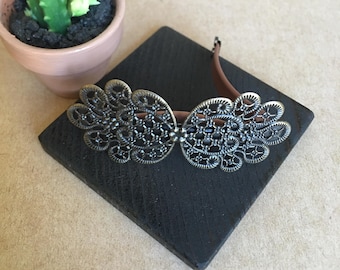 Bronze Metal Barrette: Loctia Lined No Slip Hair Clip