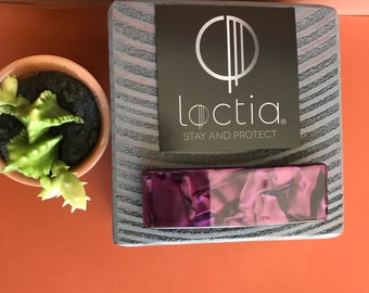 Loctia lined small purple acetate barrette hair clip great for fine hair