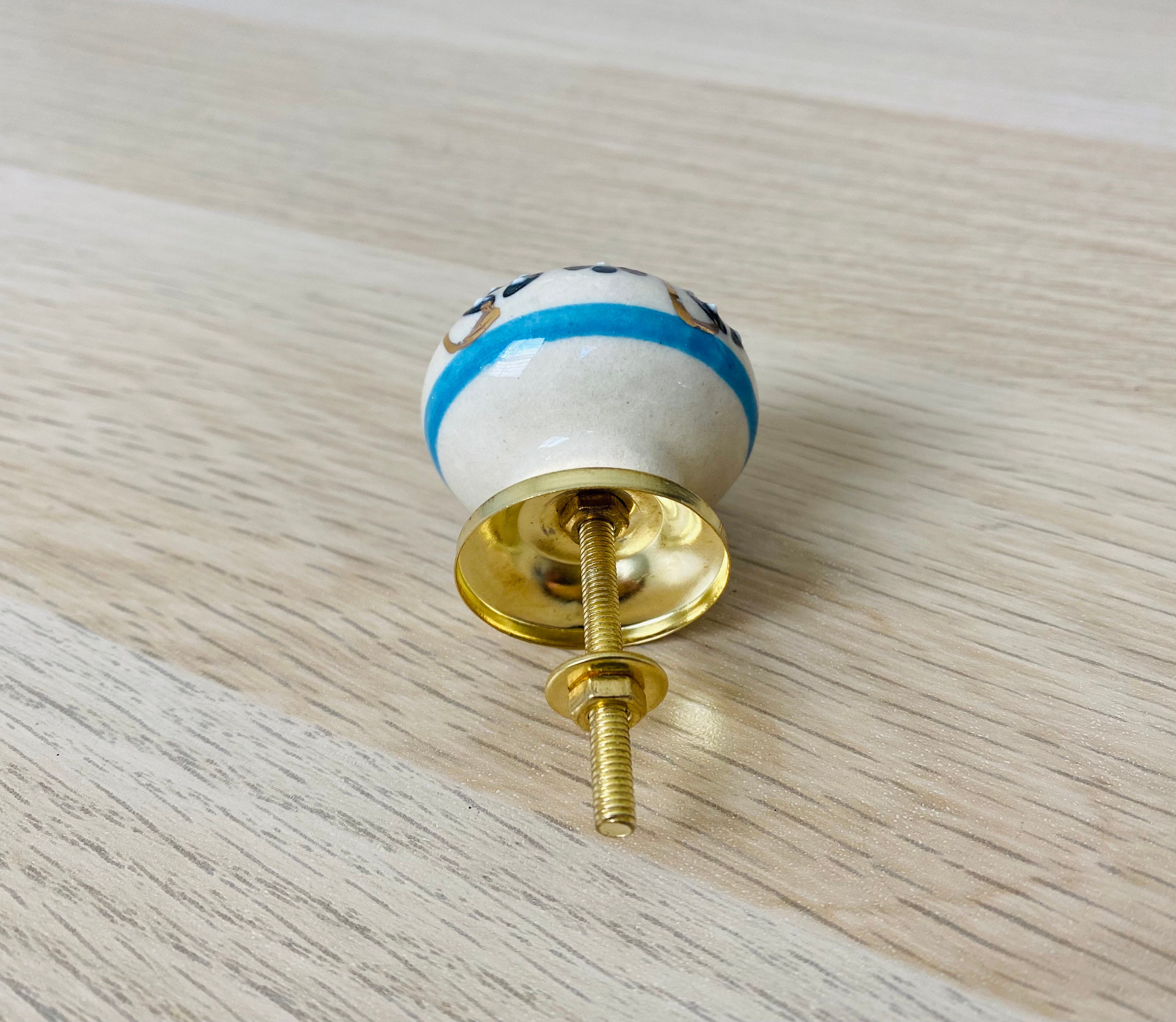 Navy Gold Cream Knobs Etsy