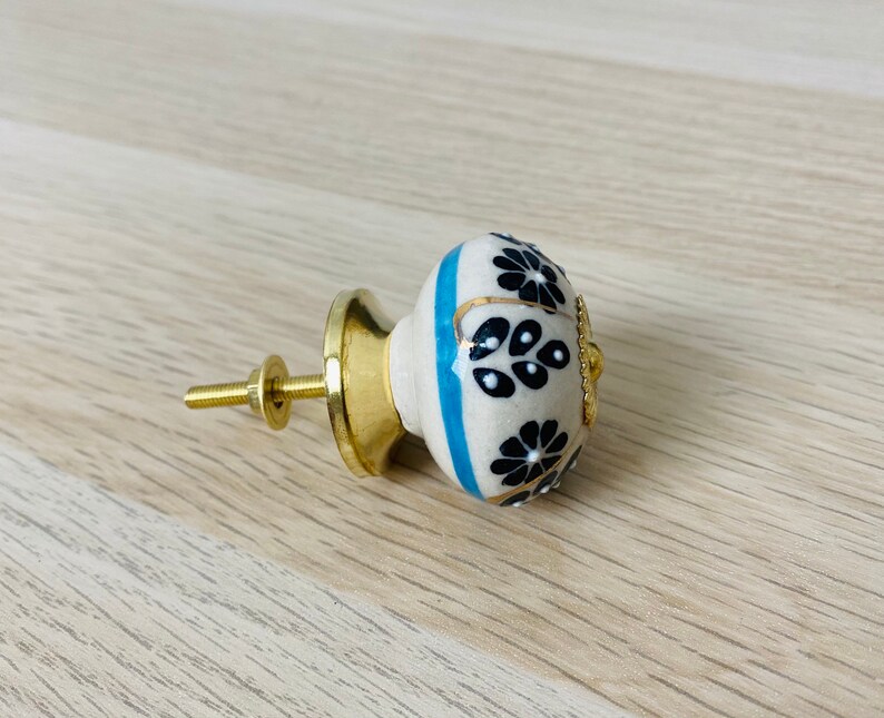 Navy Gold Cream Knobs Etsy