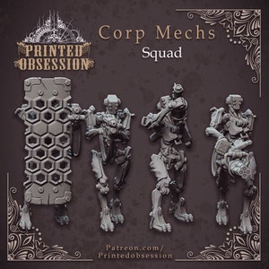 Corp Mech Robot Squad 3D Printed Tabletop RPG Minis UNPAINTED