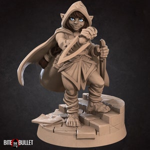 RPG de mesa Halfling Rogue impresso em 3D, sem pintura