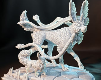 Kaiju Sylveon and Eevee 3D Printed Tabletop RPG Monster