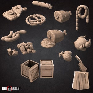 Butcher Shop Scatter 3D Printed Tabletop RPG Scenery UNPAINTED
