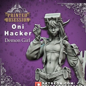 Oni Hacker 3D Printed Tabletop RPG Mini UNPAINTED