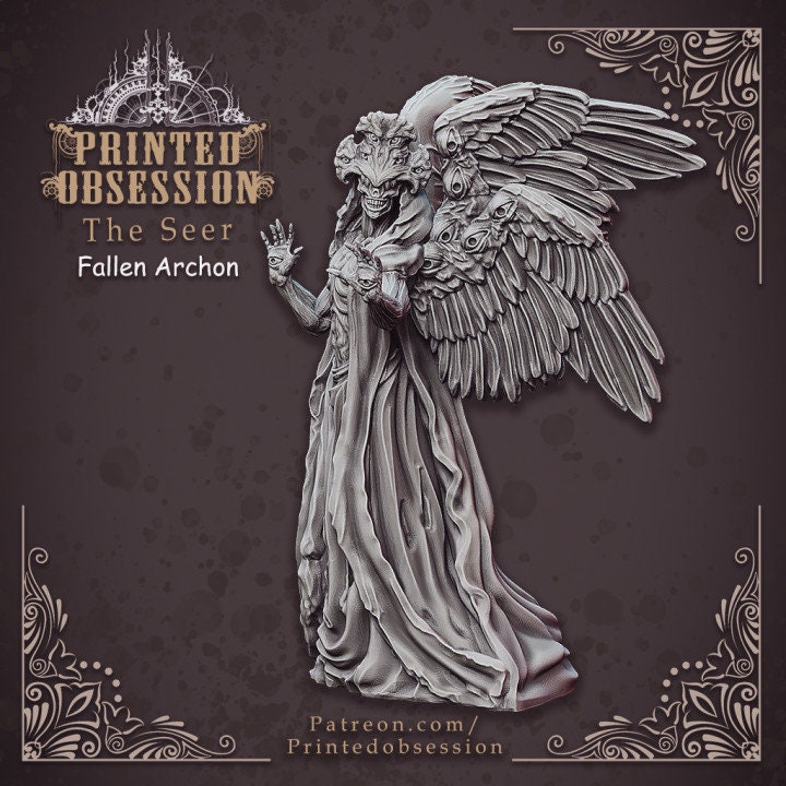 Fallen Angel Seer 3D Printed Tabletop RPG Mini UNPAINTED