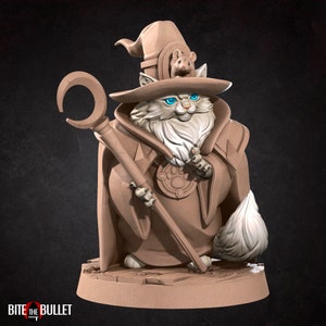 Wizard Cat Merlin Tabaxi 3D Printed Tabletop RPG Mini UNPAINTED
