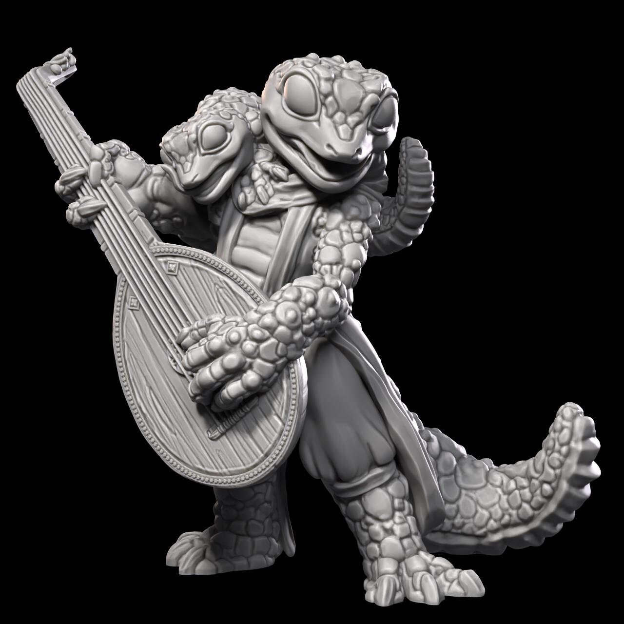 Gecko Kobold Bard Zeek & Zim - Minijuego de rol de mesa impreso en 3D (sin pintar)