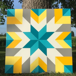 Handcrafted 8 Point Star Barn Quilts, Garden Decoration