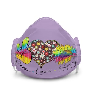 Frieden Liebe Hippie Sonnenblume lila Premium Gesichtsmaske