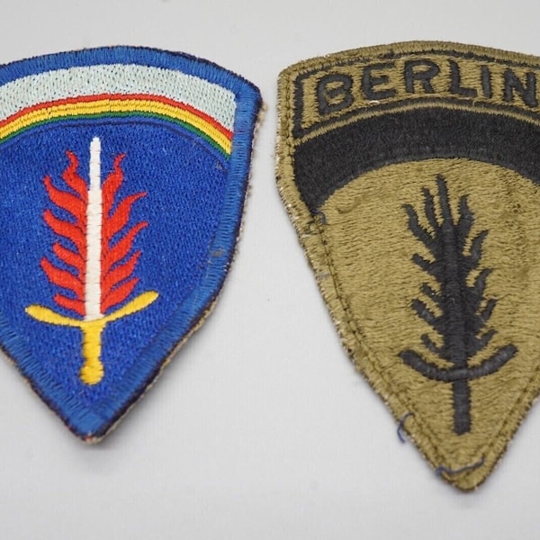 Lot of 2 Diff Post WW2 US Army European Command Germany Occupational Berlin Europe Us Army Shoulder Patch Cloth wwii Vintage