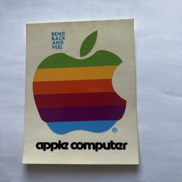 Autocollants autocollants logo arc-en-ciel inutilisés pour ordinateur Apple c1990, feuille non découpée Macintosh