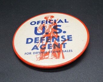 WW2 Official DEFENSE AGENT For Defense Stamp Sales Badge Button Wwii Vintage