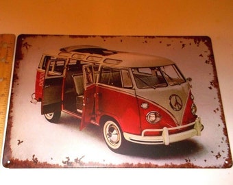 New! Repro 1960s VW Camper Metal Sign Volkswagen Van Bus Automobile Car