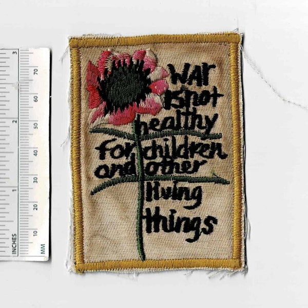 c1960s War Is Not Healthy For Children and Other Living Things - Shoulder Patch Vietnam War Us Quilt Cloth Anti-War