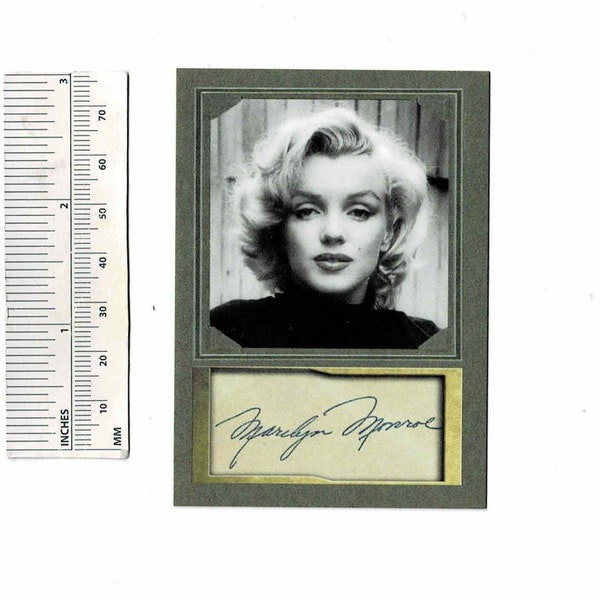 MARILYN MONROE, actrice de cinéma, carte à collectionner avec autographe en fac-similé