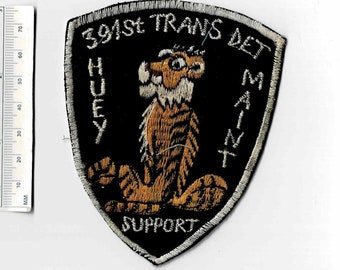 Vietnam War Tigers HUEY MAINTENANCE Helicopter 391st Transportation Detachment US Army Shoulder Patch Cloth Quilt Nam