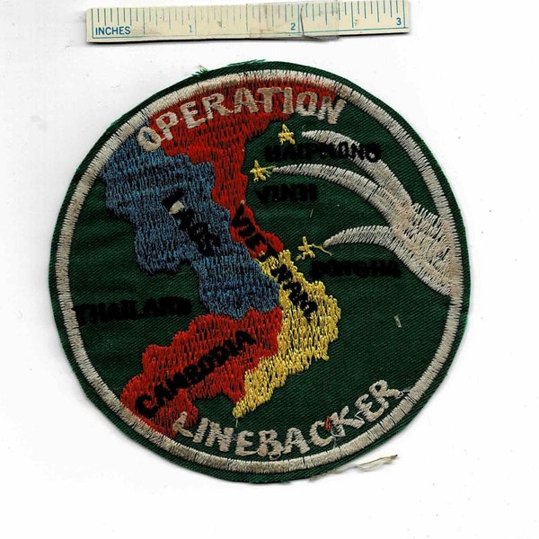 1972 Large Vietnam War OPERATION LINEBACKER Jet Plane Us Navy Shoulder Patch Nam Div