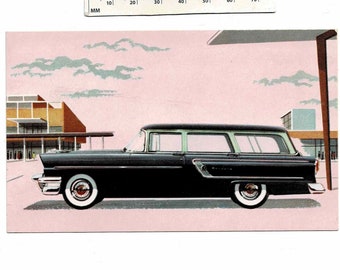 1955 MERCURY CUSTOM Station Wagon Automobile Car Postcard Advertising Auto Vintage Antique