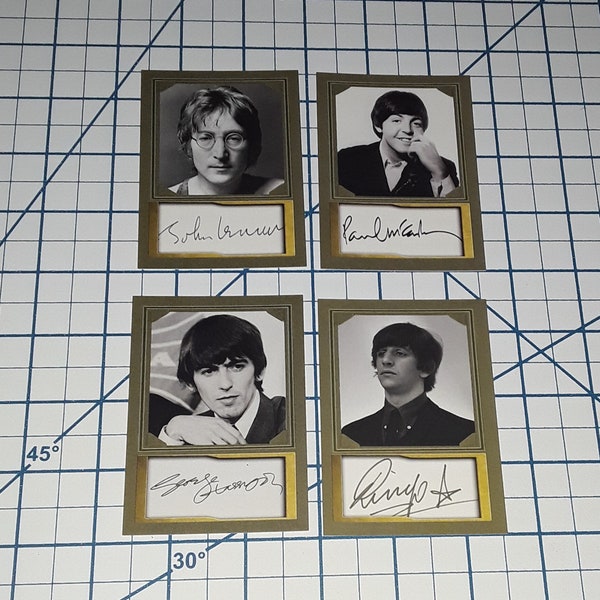 The BEATLES Lot of 4 Diff John Paul George Ringo Trading Card w/ Facsimile Autograph