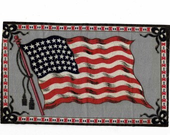 C1914 USA 48 STAR Flag Tobacco Insert Cigarette Flannel Felt