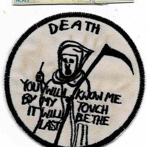 Large Vietnam War DEATH Grim Reaper You Will Know Me By My Touch It Will Be the Last Division Shoulder Patch Cloth Quilt Nam Div image 2