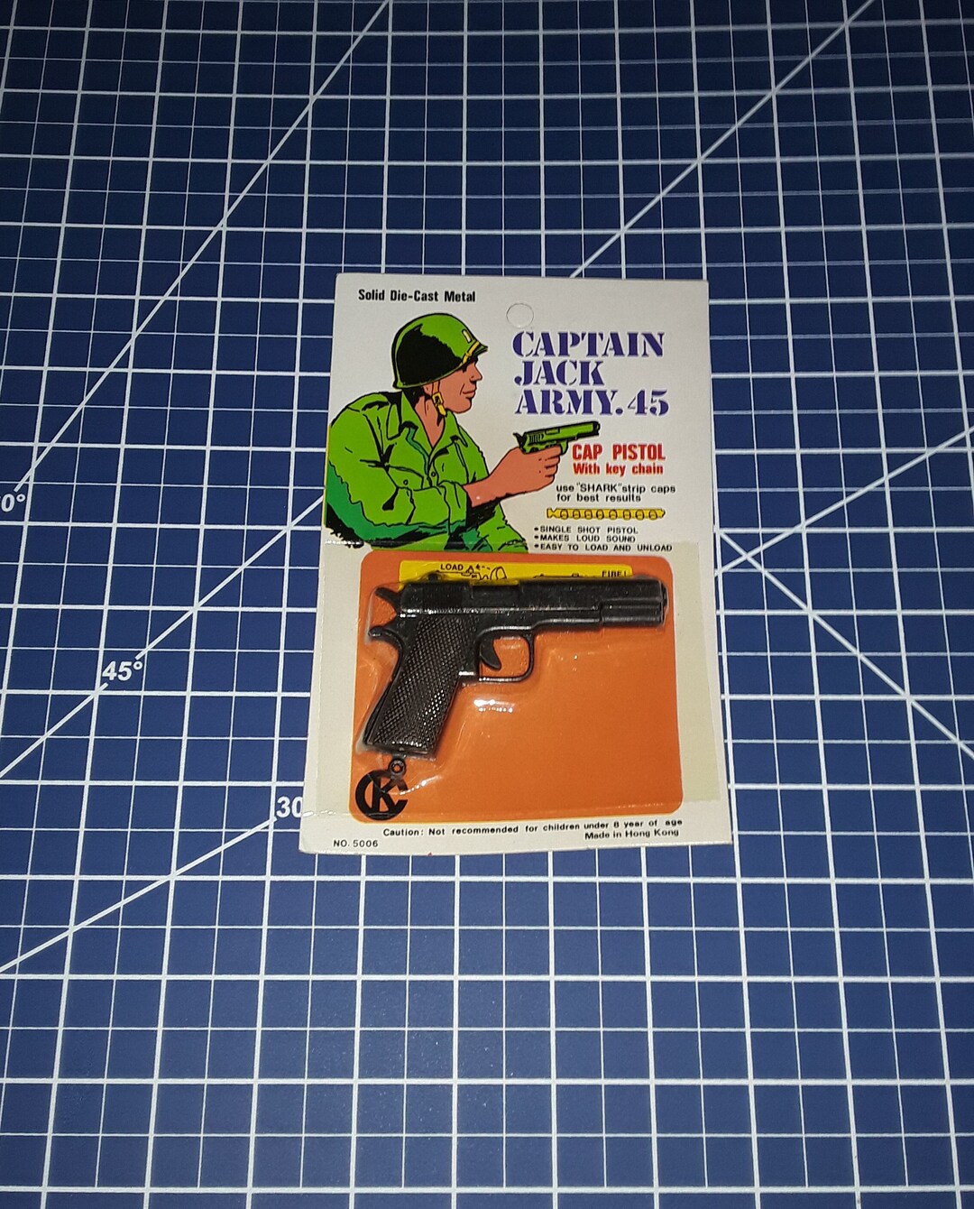 1970s CAP GUN Toy on the Original Card Captain Jack .45 Soldier Us Army