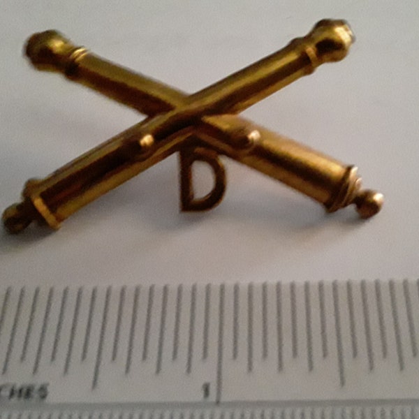 Orig WW1 Officer's Artillery Co. D US Army Collar & Hat Insignia Prong Back WWI AEF Badge