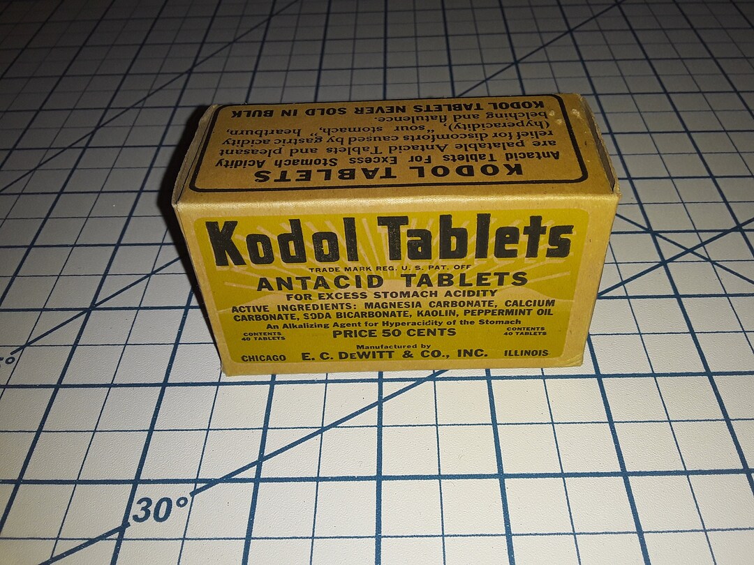 Unique Unopened Box 1900s KODOL ANTACID TABLETS Advertising Vintage