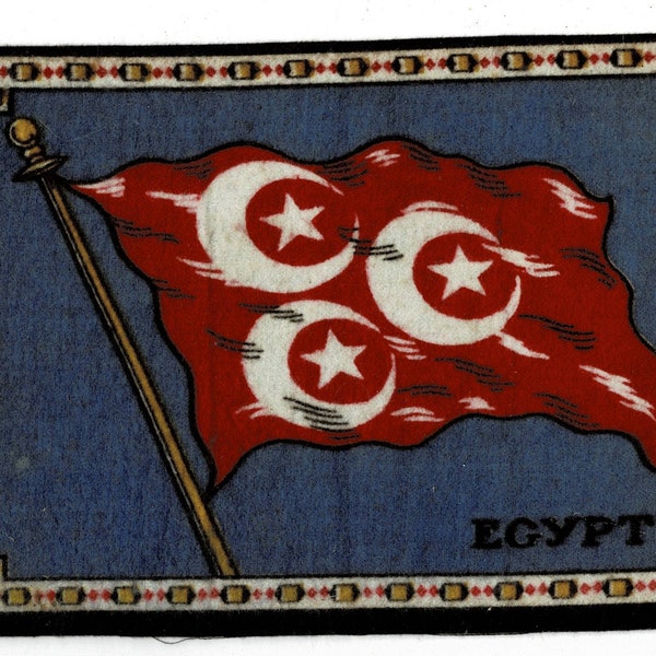 c1914 EGYPT FLAG Tobacco Insert Cigarette Flannel Felt B6 Quilt Square National Vintage