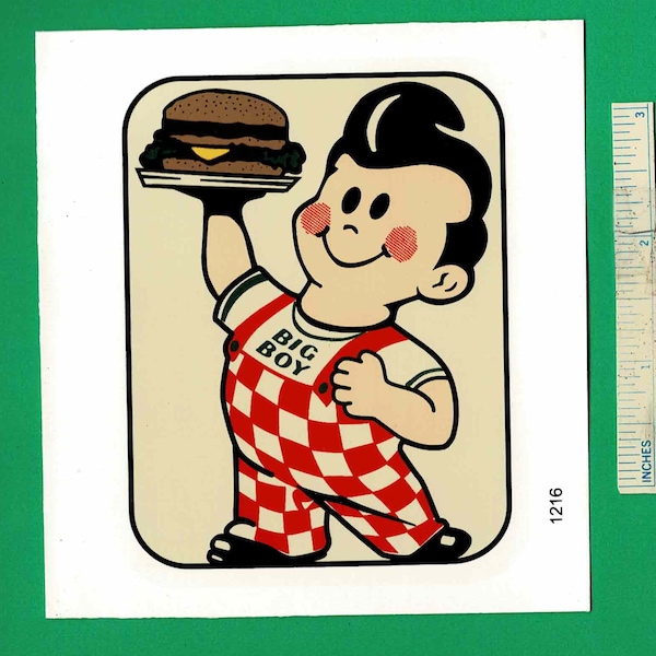 1960s Decal BIG BOY Litho Vintage Transfer Advertising Great Graphics Hamburger Restaurant