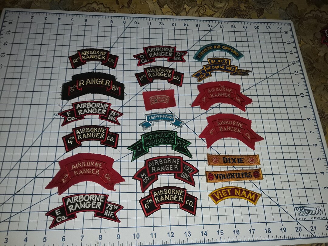 Vietnam War Lot of 20 Diff RANGER, RECON, Airborne Tank Armor Tabs, #2 ...