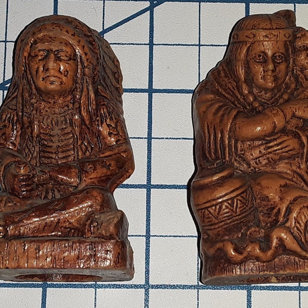 Figurine Amérindienne (Squaw) – Signée Castagna 1989 – Résine – Occasion