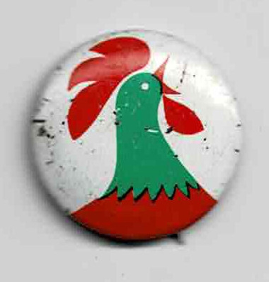 1950s Kellogg's CORN FLAKES Rooster Logo Art Tin Pinback Metal Pin