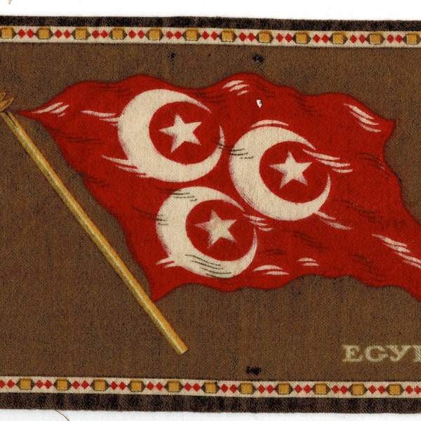 c1914 EGYPT Flag Tobacco Insert Cigarette Flannel Felt B6 Quilt Square National Vintage