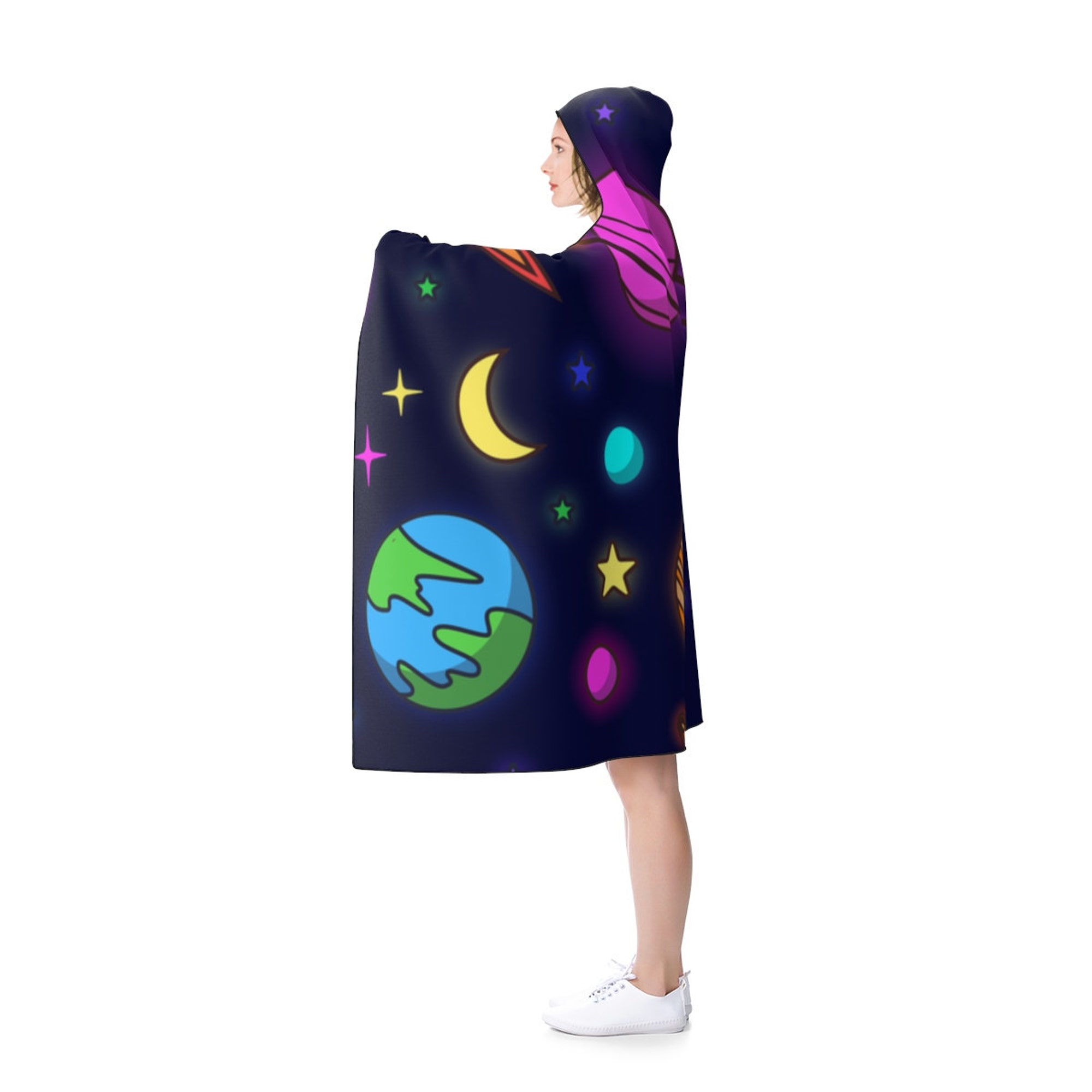 Galaxy Universe Space Stars Hooded Blanket