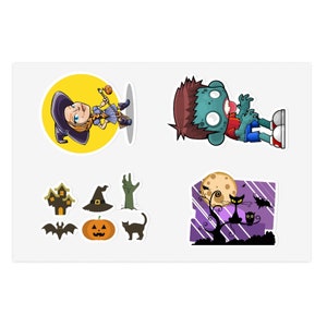 Arkusze naklejek na Halloween Wiedźma Dynia Zombie Nietoperz Naklejki na imprezę