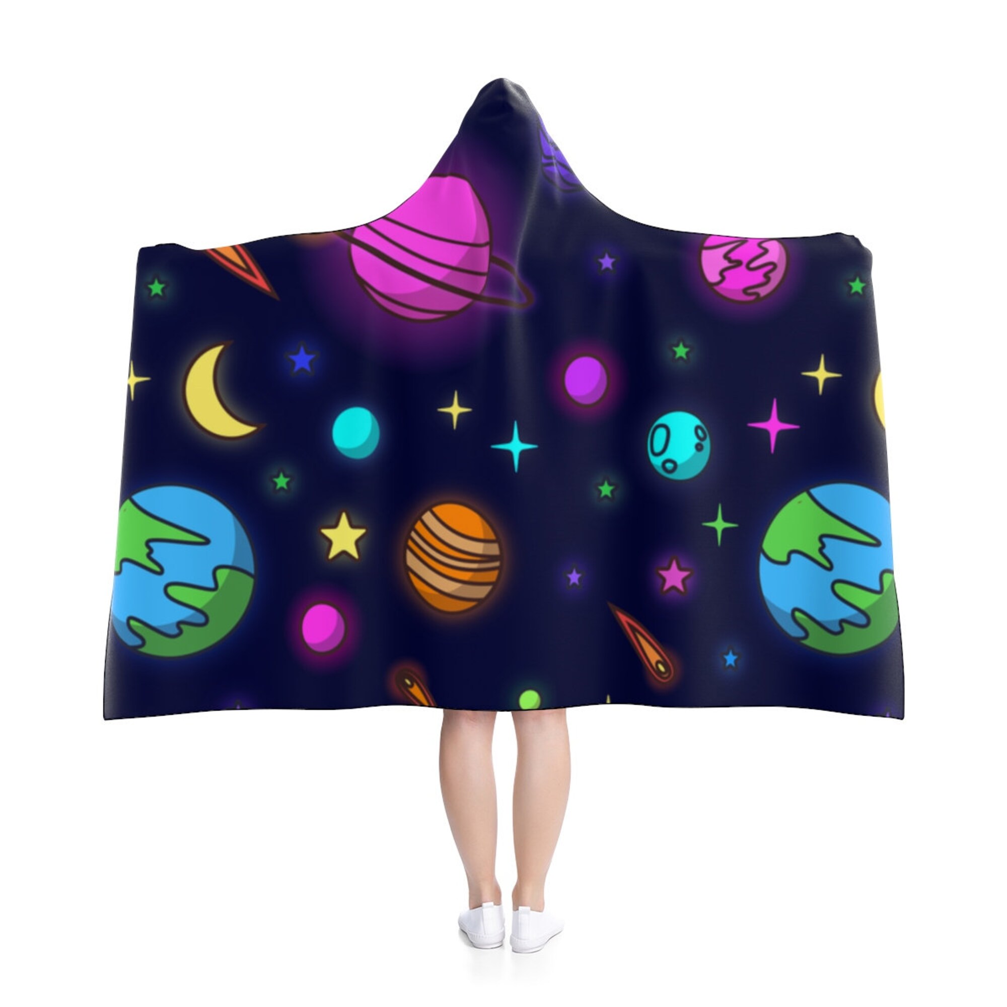 Discover Galaxy Universe Space Stars Hooded Blanket