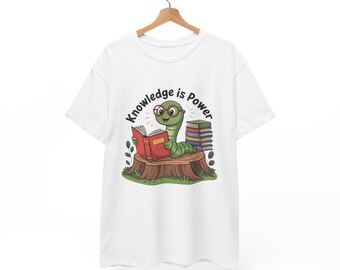 Knowledge is Power T-Shirt: Bookworm Graphic Tee, Educational Gift