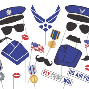 Air Force Photo Booth Props | 21 Items | USAF Promotion, Veteran, Commissioning Celebration, Welcome Home, Deployment | DIGITAL DOWNLOAD