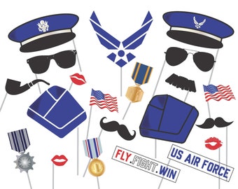 Air Force Photo Booth Props | 21 Items | USAF Promotion, Veteran, Commissioning Celebration, Welcome Home, Deployment | DIGITAL DOWNLOAD