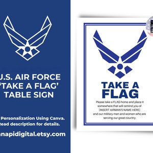 USAF &#39;Take A Flag&#39; Poster: Air Force Party Decor (Canva Template)