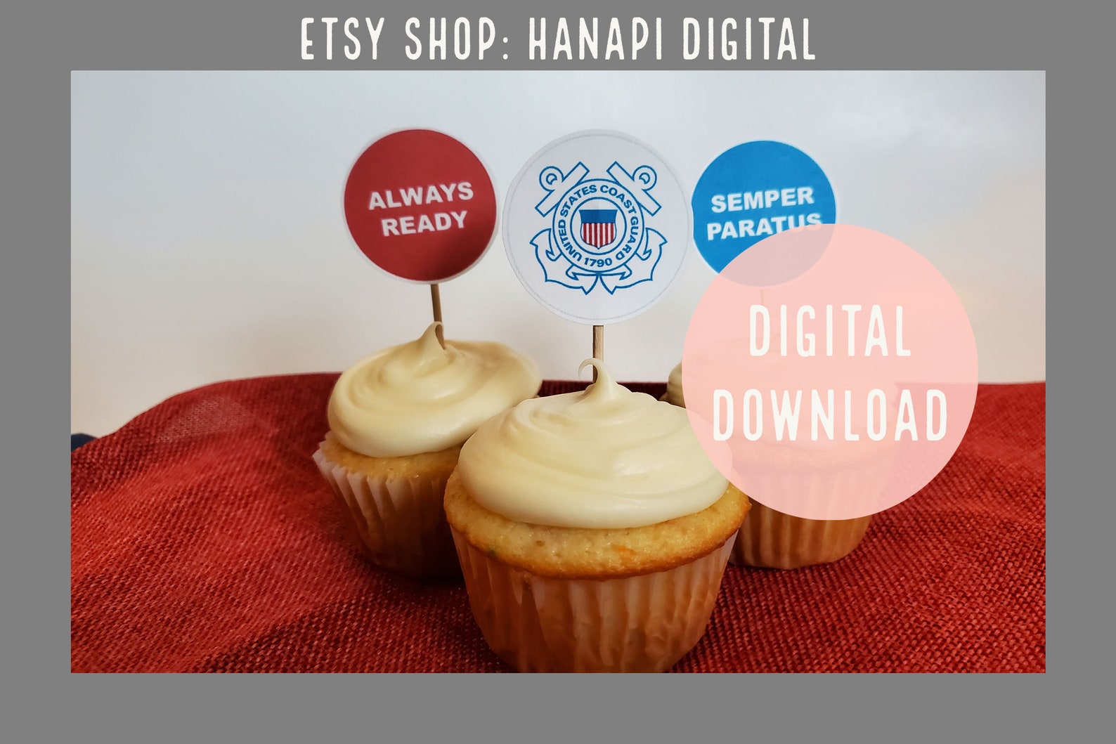 CUPCAKE TOPPERS United States Coast Guard Party Wedding Etsy