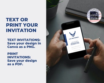 2024 US Air Force Invitation | Boot Camp, Graduation, Send Off, Welcome Home, Enlistment, Deployment Party | Canva Template White Minimal