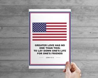 USA No Greater Love, John 16:13 Bible Verse Poster | 8.5x11 inches | United States Air Force, USAF | Going away, enlistment, send off party