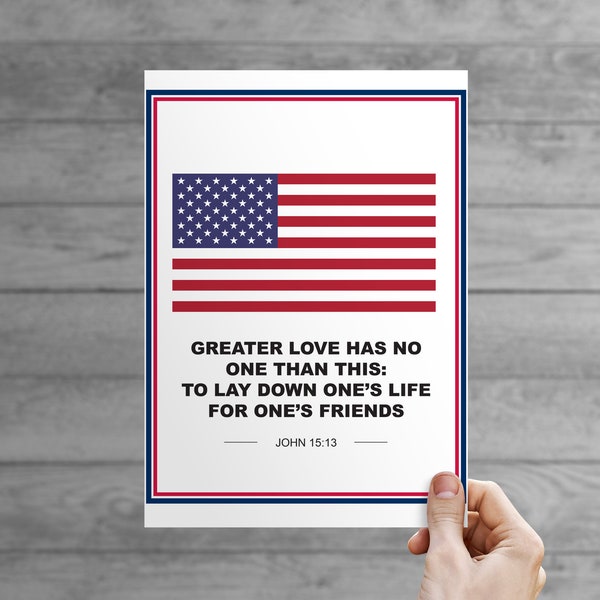 USA No Greater Love, John 16:13 Bible Verse Poster | 8.5x11 inches | United States Army | Military going away, enlistment, send off party